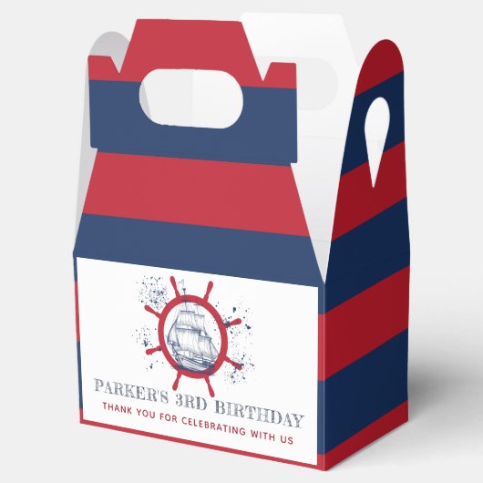 Nautische zeilboot Verjaardag Bedankdoosjes (Geopend)
