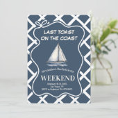 Nautische Zeilboot Viering Navy Bachelorette Kaart (Staand voorkant)