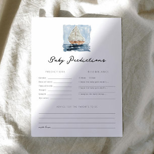 Nautische zeilboot voorspellingen Baby shower spel