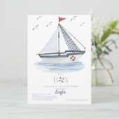 Nautische zeilboot waterverf Baby shower Kaart (Staand voorkant)