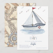 Nautische zeilboot waterverf Baby shower Kaart (Voorkant / Achterkant)