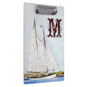Nautische zeilboot Zee Monogram Initiaal Clip Boar Klembord (Rechts)