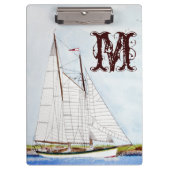 Nautische zeilboot Zee Monogram Initiaal Clip Boar Klembord (Voorkant)