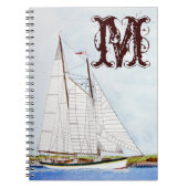 Nautische zeilboot Zee Monogram Initiaal Notitiebo Notitieboek (Voorkant)