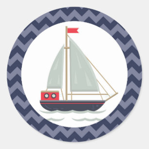 Nautische zeilboot Zeilboot Baby shower Party Ronde Sticker