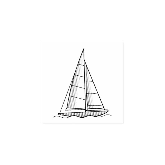 Nautische zeilboot Zeilboot Jacht 1x1 Rubberstempel (Afrduk)