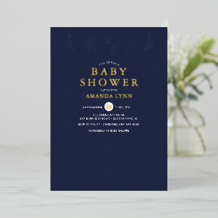 Nautische zeilbootjongen baby shower folie uitnodiging