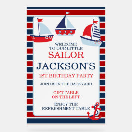 Nautische Zeilboten 1e Verjaardag Welkomstbord Acryl Bord