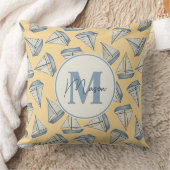 Nautische Zeilboten | Aangepaste naam & monogram Kussen (Deken)