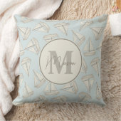 Nautische Zeilboten | Aangepaste naam & monogram Kussen (Deken)