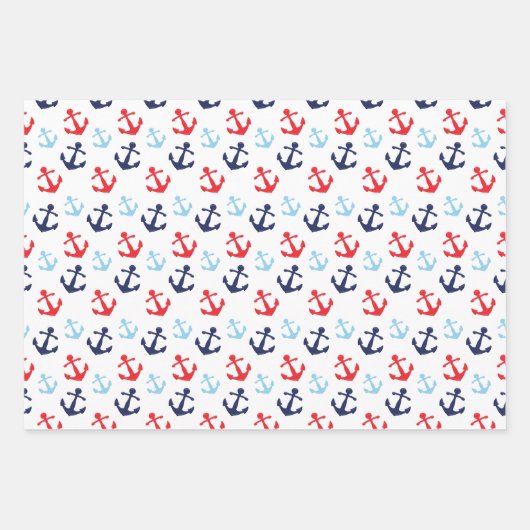Nautische zeilboten, Ankers en walvissen Patroon Inpakpapier Vel (Voorkant 3)