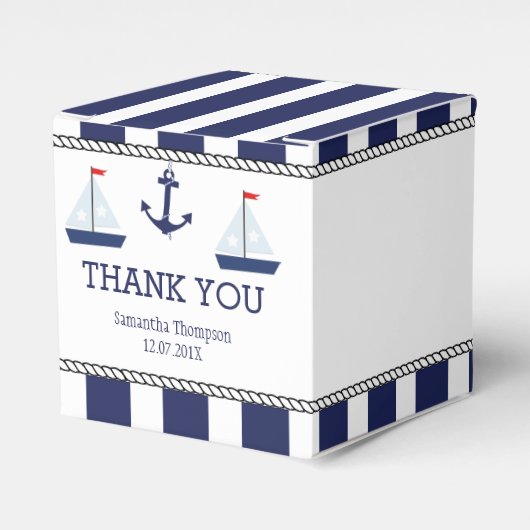 Nautische Zeilboten Baby shower Favor Box Bedankdoosjes (Voorkant Zijde)