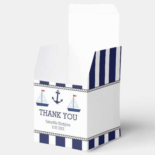 Nautische Zeilboten Baby shower Favor Box Bedankdoosjes (Geopend)
