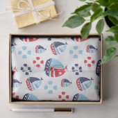 Nautische zeilboten en ringboeien Patroon Tissuepapier (Geschenk)