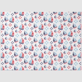 Nautische zeilboten en ringboeien Patroon Tissuepapier