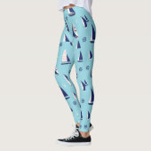 Nautische zeilboten Patroon Ocean Sailing Adventur Leggings (Links)
