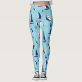 Nautische zeilboten Patroon Ocean Sailing Adventur Leggings (Voorkant)