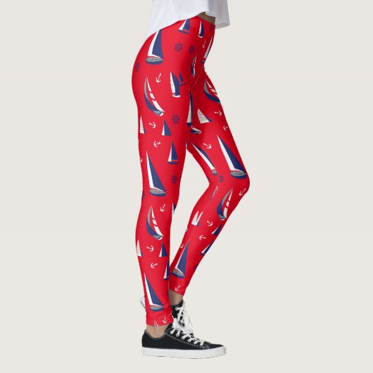 Nautische zeilboten Patroon Ocean Sailing Adventur Leggings (Rechts)