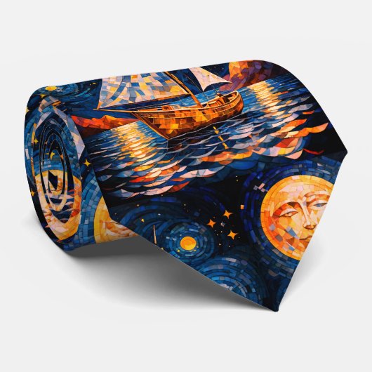 nautische zeilboten-Stropdas Stropdas (Opgerold)