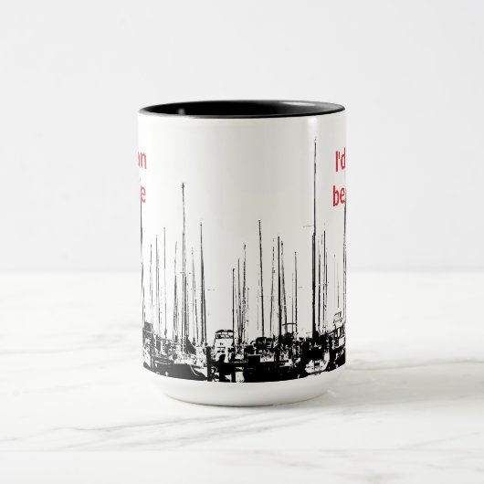 Nautische zeilboten Zwart-wit gepersonaliseerd Mok (Midden)