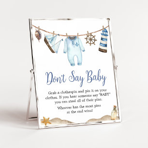 Nautische zeiler Ahoy Baby shower Zeg geen Baby Poster