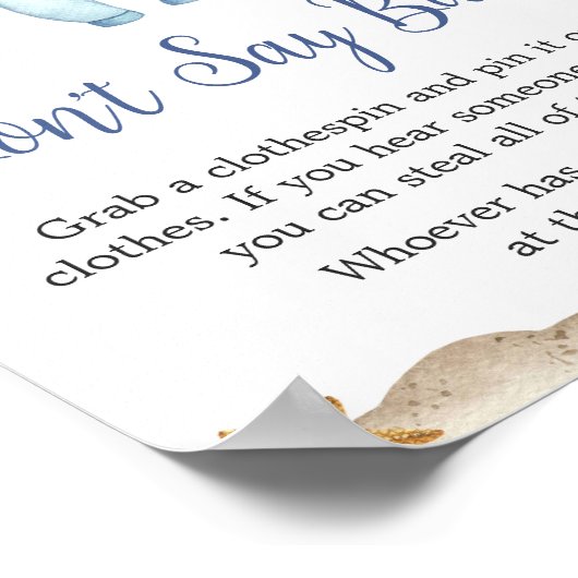 Nautische zeiler Ahoy Baby shower Zeg geen Baby Poster (Hoek)