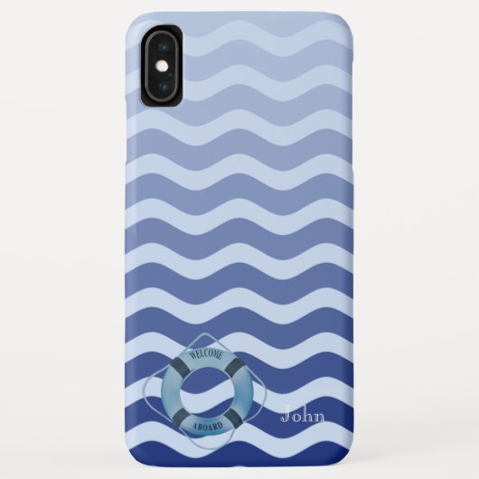 Nautische Zeiler Navy Blauwe Golf Streep Case-Mate iPhone Case (Achterkant)