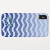 Nautische Zeiler Navy Blauwe Golf Streep Case-Mate iPhone Case (Achterkant (horizontaal))