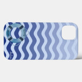 Nautische Zeiler Navy Blauwe Golf Streep Case-Mate iPhone Case (Achterkant (horizontaal))