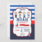 Nautische Zeilers Jongens Uitnodigingen (Voorkant)