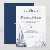 Nautische zeiljacht bruiloft kaart (Voorkant / Achterkant)
