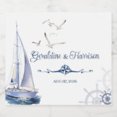 Nautische zeiljacht bruiloft sparkling wijnetiket (Enkel label)