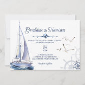 Nautische zeiljacht bruiloft uitnodiging (Voorkant)