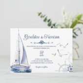 Nautische zeiljacht bruiloft uitnodiging (Staand voorkant)