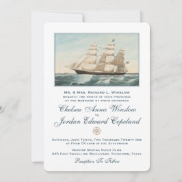 Nautische zeilklipper schip | Klassieke bruiloft Kaart