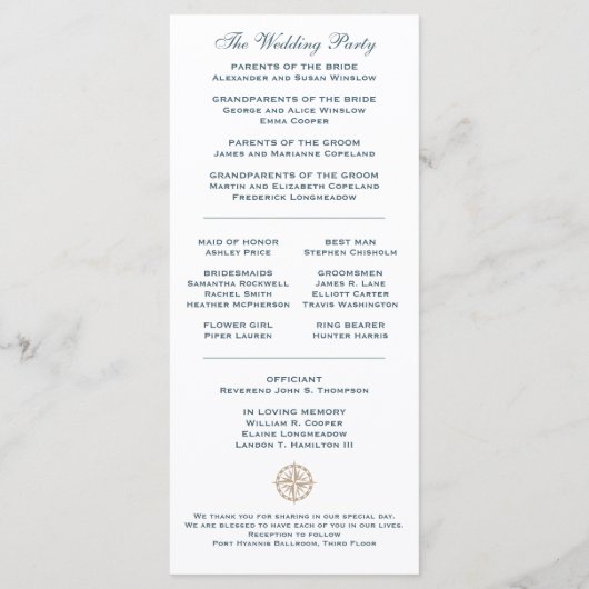 Nautische zeilklipper schip | Trouwprogramma Programmakaart (Achterkant)