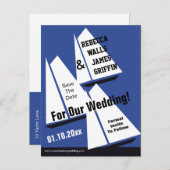 Nautische zeilschepen Save the Date Event Aankondigingskaart (Voorkant / Achterkant)