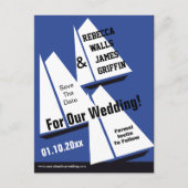 Nautische zeilschepen Save the Date Event Aankondigingskaart (Voorkant)
