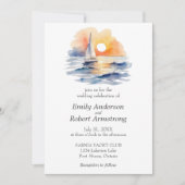 Nautische Zeilzonsondergang Waterverf Zomeroceaan Kaart (Voorkant)