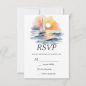 Nautische Zeilzonsondergang Waterverf Zomeroceaan RSVP Kaartje (Voorkant)