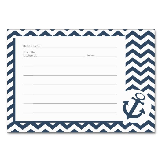 Nautische zigzag Patroon Recept Kaarten (Voorkant)
