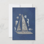 Nautische zilveren boot- en strand tafelnummerkaar kaart (Achterkant)