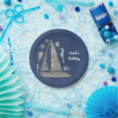 Nautische Zilveren Boot & Strand Dingen Elegant Pa Papieren Bordje (Feest)