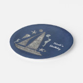 Nautische Zilveren Boot & Strand Dingen Elegant Pa Papieren Bordje (Gekanteld)