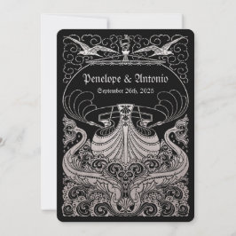 nautische zilverfolie huwelijksuitnodigingen kaart