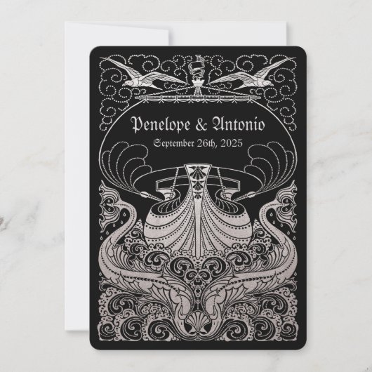  nautische zilverfolie huwelijksuitnodigingen kaart (Voorkant)