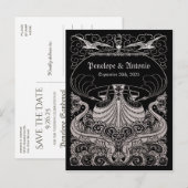 Nautische Zilverfolie Trouwen Save the Date Aankondigingskaart (Voorkant / Achterkant)