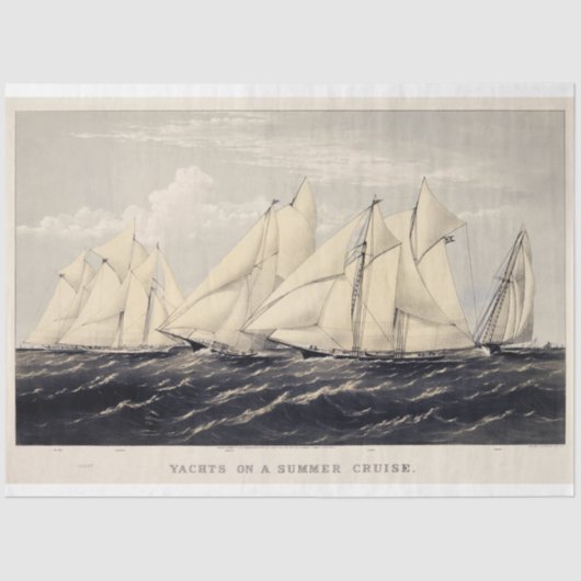  nautische zomerjachten Ephemera Decoupage Tissuepapier (Voorkant)