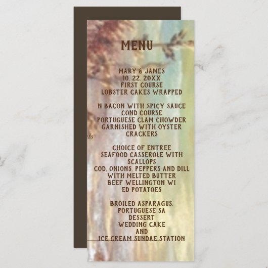 Nautische zonsondergang op strandflatmenu menu (Voorkant / Achterkant)