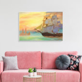 Nautische Zonsondergang Zeilschepen Canvas Afdruk (Insitu (Woonkamer))